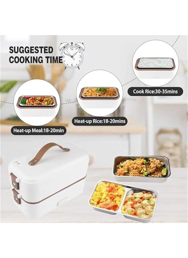 HOOKOR - Self Cooking Electric Lunch Box, Electric Lunch Box Food Heater, 2 in 1 Portable Heated Lunch Box for Home Work Adults Student Food Heating, Leak Proof (2 Layers) - Image 1