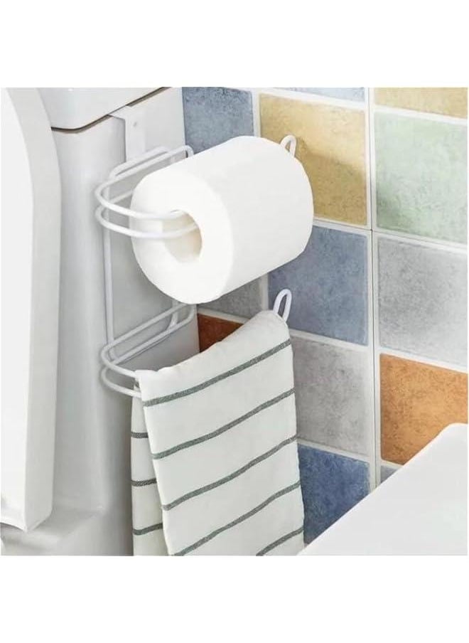 HOOKOR - Toilet Paper Holder, Hanging Toilet Roll Paper Holder, No Drilling Paper Holder, SUS 304 Stainless Steel Toilet Roll Holder, Hanging toilet paper holder for bathrooms, kitchens, and toilets (White) - Image 1