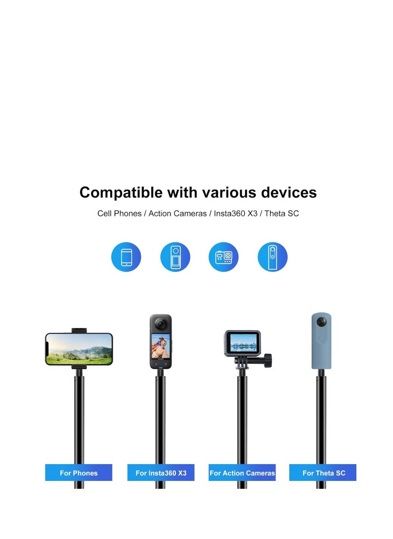 AMBERJACK - Insta360 Handheld Camera Selfie Stick and Tripod for Insta360 Time Bundle, Invisible Selfie stick for Insta360 X4/ X3/ GO 3S/ One X2/One RS/One R/One etc. Sports Cameras Accessories - Image 1