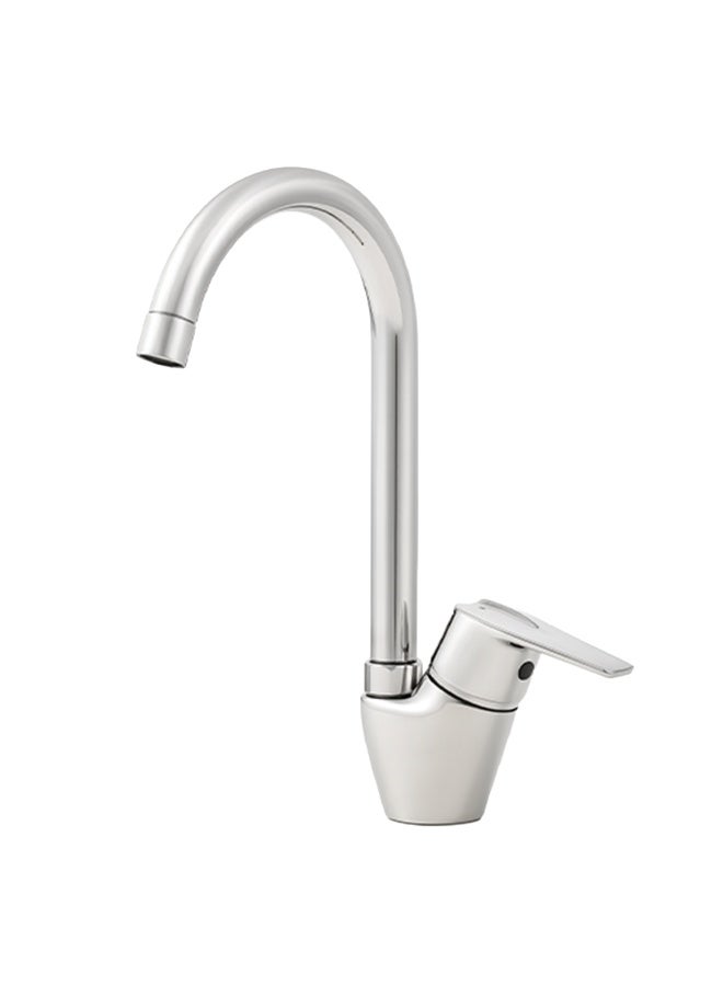 2PQ Ferro Family FP-403 Deck-Mounted Kitchen Sink Mixer with High Swivel Spout, Solid Brass, Chrome Finish