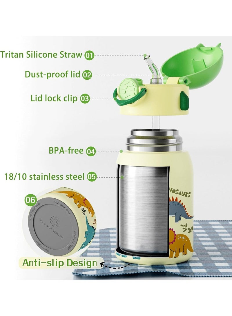 FjBottle زجاجة ماء من الفولاذ المقاوم للصدأ للأطفال من Fjbottle، سعة 400 مل مع غطاء، زجاجة حرارية مانعة للتسرب وخالية من مادة BPA مع ماصة، مناسبة للمدرسة والرياضة - Image 4