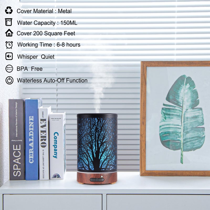 kobodon Essential Oils Diffuser for Home,150ML Aromatherapy Diffuser,Birthday Gifts for Women mom,Metal Cool Mist Humidifier with 7 Colors Lights Waterless Auto Off Air Diffusers(Tree) - Image 3