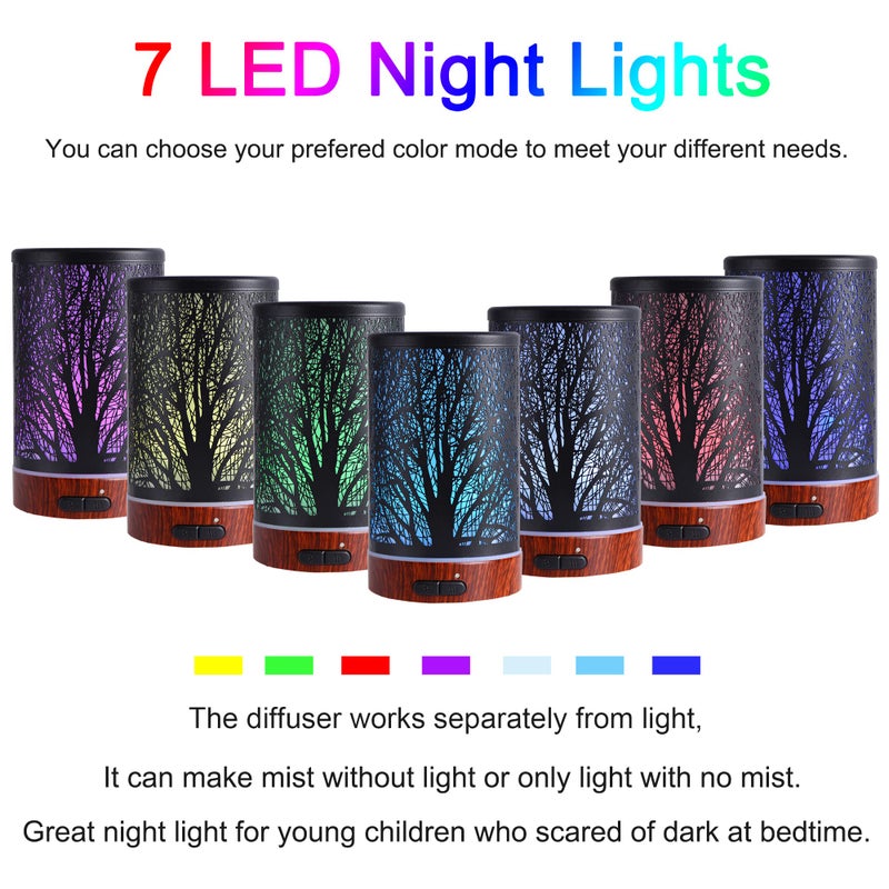 kobodon Essential Oils Diffuser for Home,150ML Aromatherapy Diffuser,Birthday Gifts for Women mom,Metal Cool Mist Humidifier with 7 Colors Lights Waterless Auto Off Air Diffusers(Tree) - Image 2
