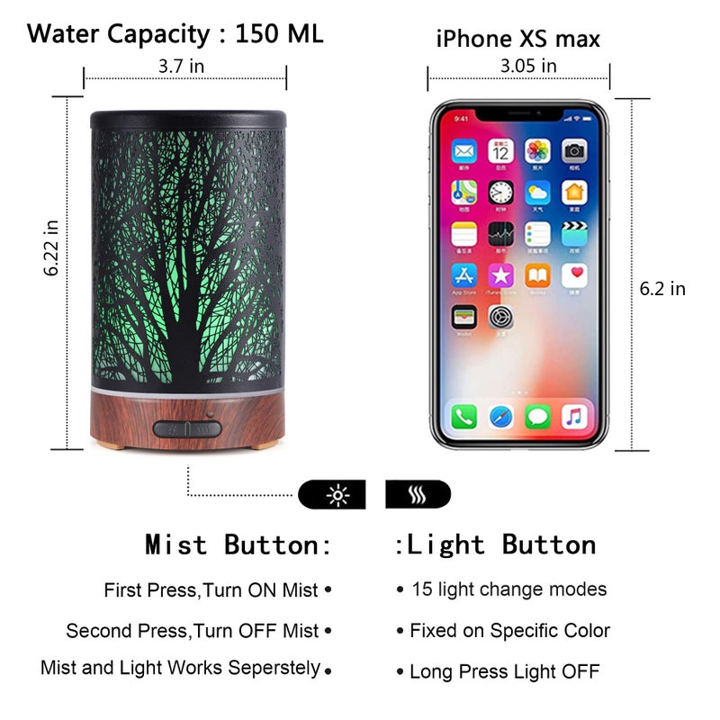 kobodon Essential Oils Diffuser for Home,150ML Aromatherapy Diffuser,Birthday Gifts for Women mom,Metal Cool Mist Humidifier with 7 Colors Lights Waterless Auto Off Air Diffusers(Tree) - Image 4