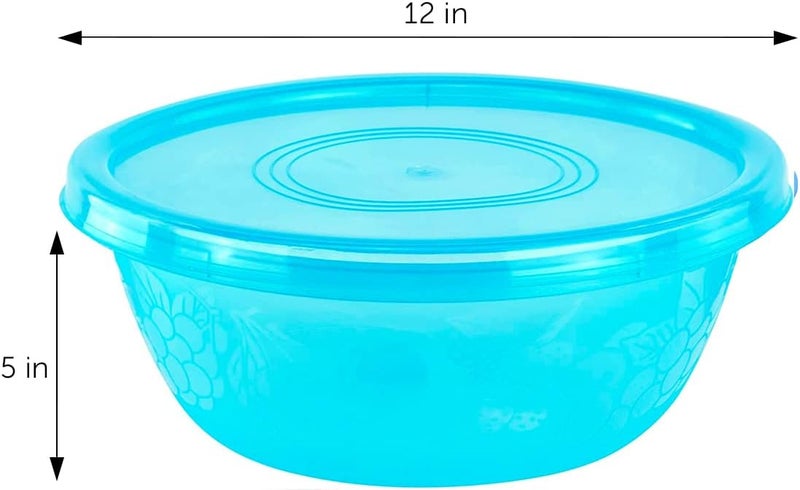 DecorRack DecorRack Serving Bowl with Lid Extra Large Bowl for Salad Snacks Dough Kneading Durable Big Plastic Mixing Bowl with Tight Lid Vibrant Party Decor Assorted 3 Containers  - Image 2