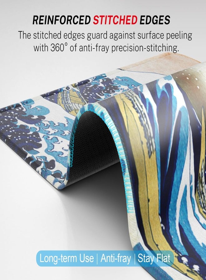 MROCO Mouse Pad [30% Larger] with Anti-fray Stitching, Premium-Textured & Waterproof Computer Mousepad with Non-Slip Rubber Base, Gaming Mouse Mat for Laptop, Office & Home, Big Wave - Image 3