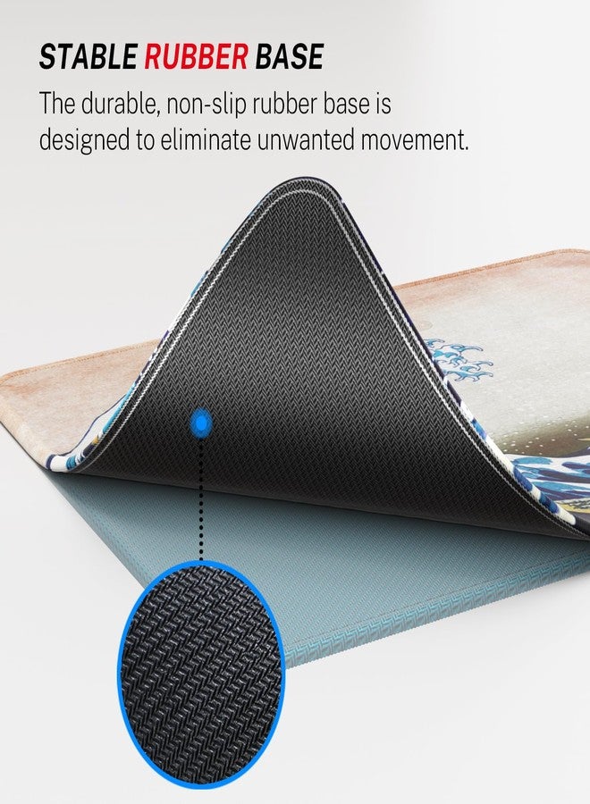MROCO Mouse Pad [30% Larger] with Anti-fray Stitching, Premium-Textured & Waterproof Computer Mousepad with Non-Slip Rubber Base, Gaming Mouse Mat for Laptop, Office & Home, Big Wave - Image 4