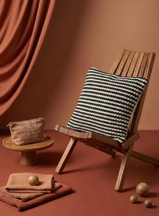 Sanskrutihomes Black Striped Square Cotton Cushion Cover, Medium