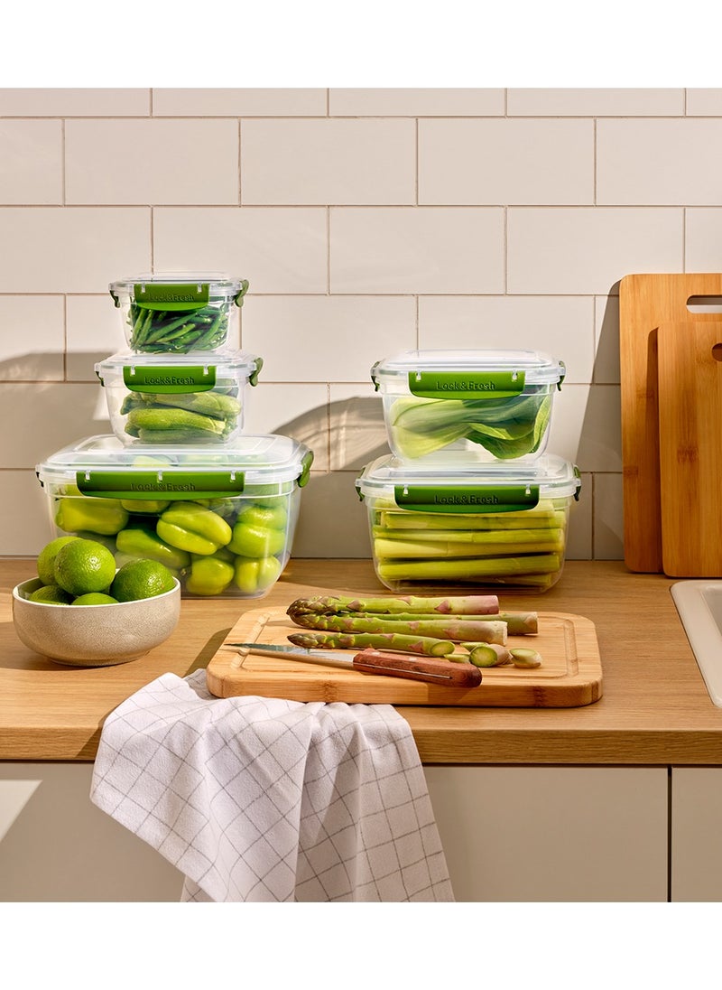 Dunya Plastik Dunia Fresh & Lock Rectangular  5-Piece Plastic Cans Set for Refrigerator with Airtight Lid - Storage Solution - BPA-Free | Lead-Free (550-1000-1800-3000-5000 ML )  - Image 2