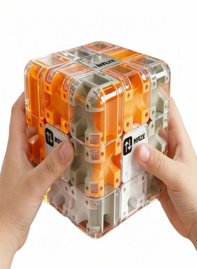 TNDCKP 3D Rolling Ball Maze Cube & Marble Maze Puzzle - Large Labyrinth Brain Teaser Toy for Kids Ages 4-8, 8-12 & Adults. Challenging 3D Puzzle Game. Best Travel Birthday Gift (Orange Color) - Image 1