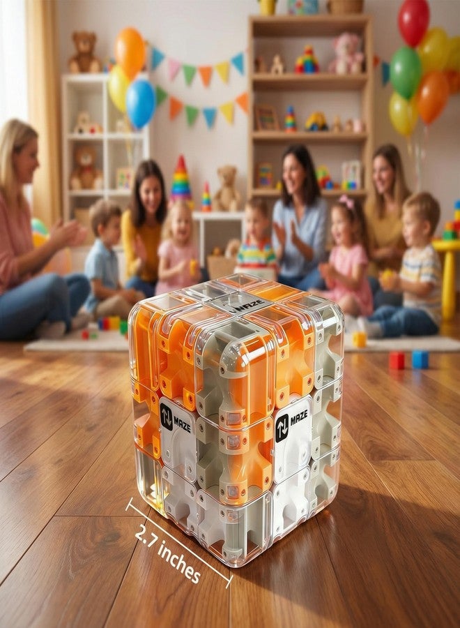 TNDCKP 3D Rolling Ball Maze Cube & Marble Maze Puzzle - Large Labyrinth Brain Teaser Toy for Kids Ages 4-8, 8-12 & Adults. Challenging 3D Puzzle Game. Best Travel Birthday Gift (Orange Color) - Image 2