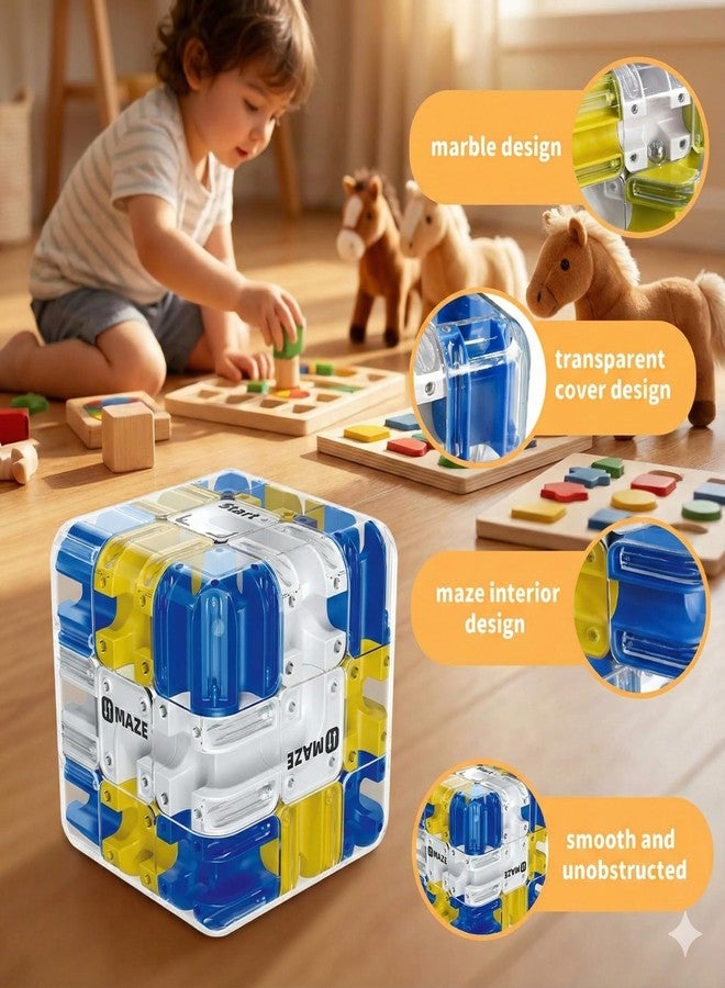 TNDCKP 3D Rolling Ball Maze Cube & Marble Maze Puzzle - Large Labyrinth Brain Teaser Toy for Kids Ages 4-8, 8-12 & Adults. Challenging 3D Puzzle Game. Best Travel Birthday Gift (Orange Color) - Image 4
