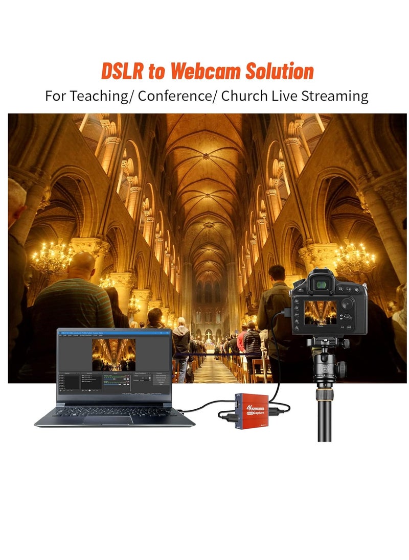 **Mirabox USB 3.0 4K HDMI Video Capture Card with 1080P 60FPS HD and HDMI Port, Compatible with Xbox, PS5, PS4, Switch, DSLR for Live Streaming and Recording on OBS and Twitch (Orange)**