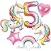 SNLN Unicorn 5th Birthday Party Decorations for Girls Large Self Standing 3D Unicorn Foil Balloons with Rainbow Heart Star Balloons Wedding Baby Shower Pink Party Supplies number 5 set - Image 2