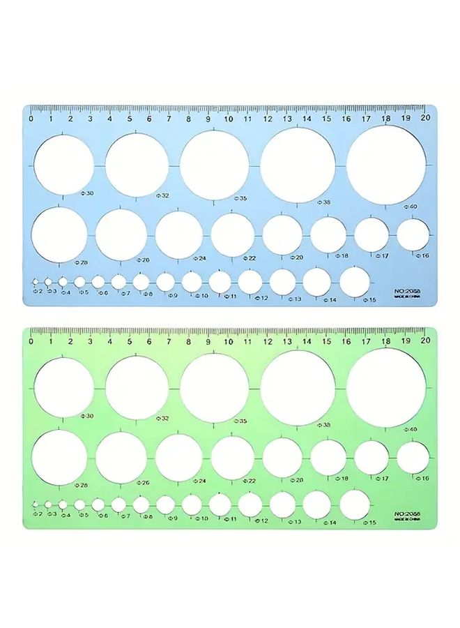 2pcs Circle Stencil Plastic Round Drawing Template Smooth Edges Sketching Aid - Image 1