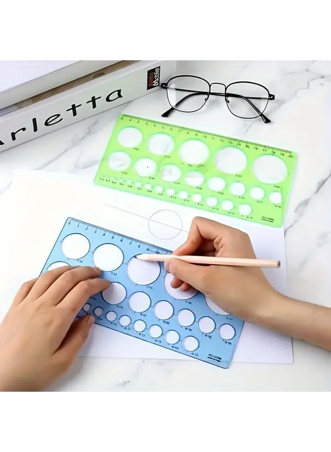 2pcs Circle Stencil Plastic Round Drawing Template Smooth Edges Sketching Aid - Image 4