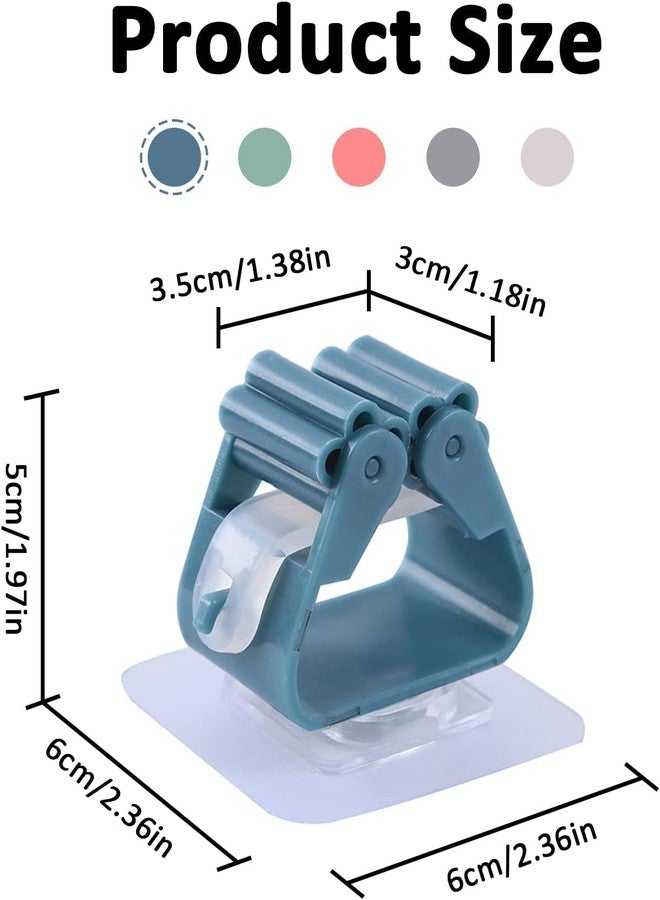 Punzone Self Adhesive Holder Wall Mounted Seamless Broom Hanger Clip Storage Racks, Hanging Punch Bathroom Stickers Mop Rack, Set of 8 (Random Colour) - Image 2