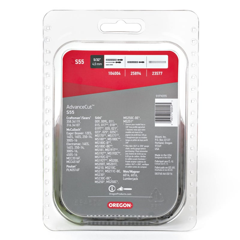 Oregon S55 AdvanceCut Chainsaw Chain for 16-Inch Bar -55 Drive Links - Low-Kickback Chain fits McCulloch, Stihl, Wagner and More Gray - Image 2