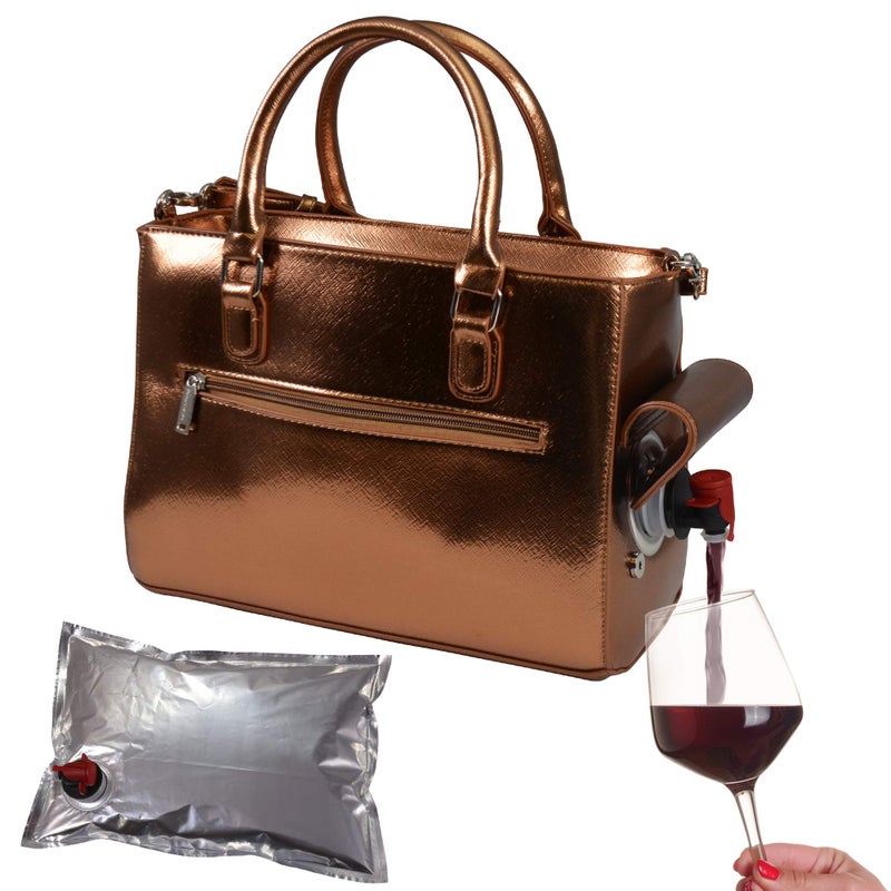 Primeware Insulated Drink Purse w/ 3L Bladder Bag | Thermal Hot and Cold Storage | Portable Drinking Dispenser for Wine, Cocktails, Beer, Alcohol | PU Leather Finish - Image 1