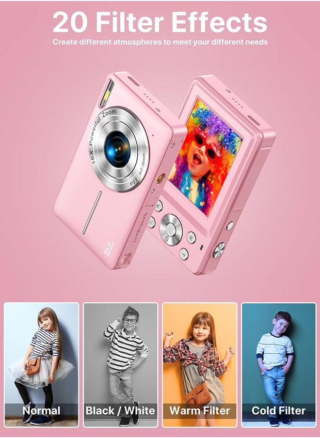 Eworld 44MP HD Digital Camera with 32GB Card, Compact Photo Camera with 1080P Video, 2.4" Screen, 16X Zoom, Anti-Shake, and Rechargeable Battery for Girls and Boys, Perfect for Kids and Beginners  - Image 5