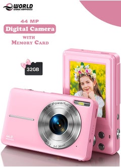 Eworld 44MP HD Digital Camera with 32GB Card, Compact Photo Camera with 1080P Video, 2.4" Screen, 16X Zoom, Anti-Shake, and Rechargeable Battery for Girls and Boys, Perfect for Kids and Beginners  - Image 1
