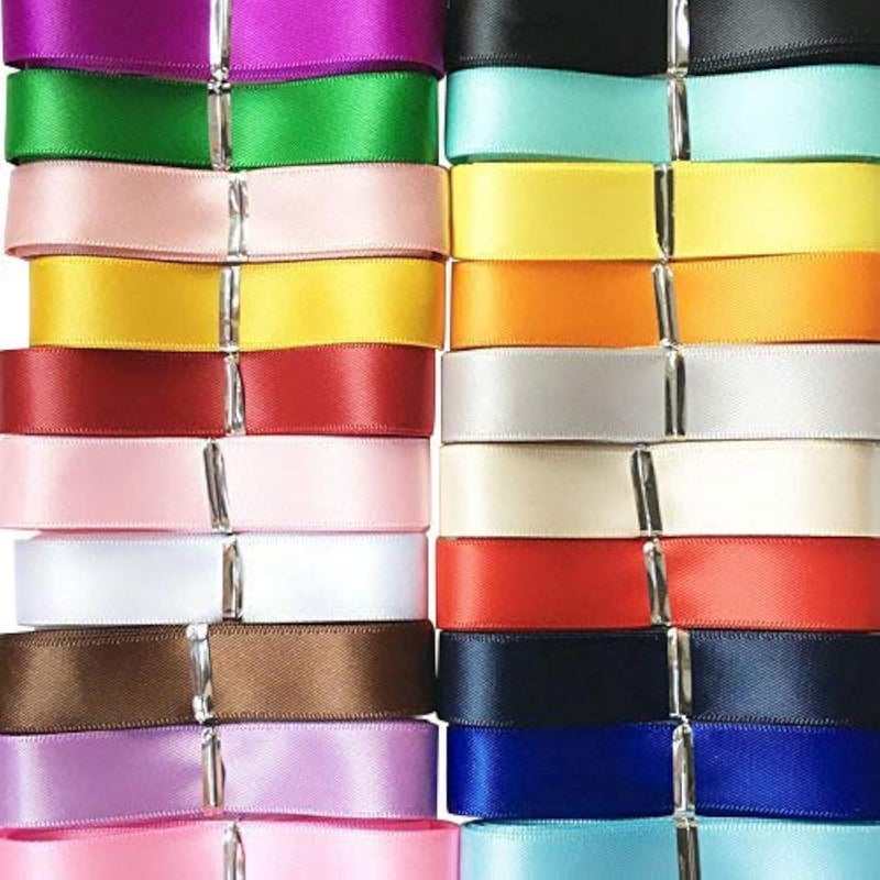 Chenkou Craft شريط ساتان بوليستر مزدوج الجوانب 20 ياردة من تشينكو كرافت بألوان متنوعة من 20 لون 3/8" 10 مم حزمة حرفية لصنع أقواس الشعر والمجوهرات (شريط مزدوج الجوانب 3/8" (10 مم)) - Image 1