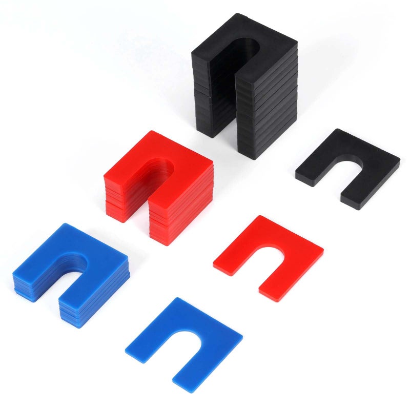 Atesilor 36 Pcs Plastic Auto Lift Leveling Shim Kit For 2 Post 4 Post Car Lift Truck Jib Crane Install Tile Construction Horseshoe Spacer Fit For 34 Anchor Bolt 116 Blue 18 Red 14 Black - Image 3
