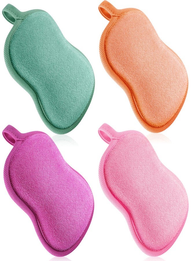 Tatuo 4 Pieces Baby Bath Sponge Cotton Baby Sponge Toddler Soft and Absorbent Loofah for Kids Babies Men Women(Red, Purple, Green, Orange) - Image 1