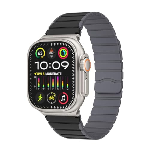 DailyObjects Rim Snap On Watch Strap Compatible with Apple Watch Series 9/8/7 (45mm) | Series SE2/6/SE/5/4 (44mm) | Series10 46mm | Ultra/Ultra 2 Black-Charcoal -Watch Not Included - Image 1