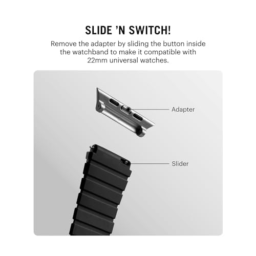DailyObjects Rim Snap On Watch Strap Compatible with Apple Watch Series 9/8/7 (45mm) | Series SE2/6/SE/5/4 (44mm) | Series10 46mm | Ultra/Ultra 2 Black-Charcoal -Watch Not Included - Image 4