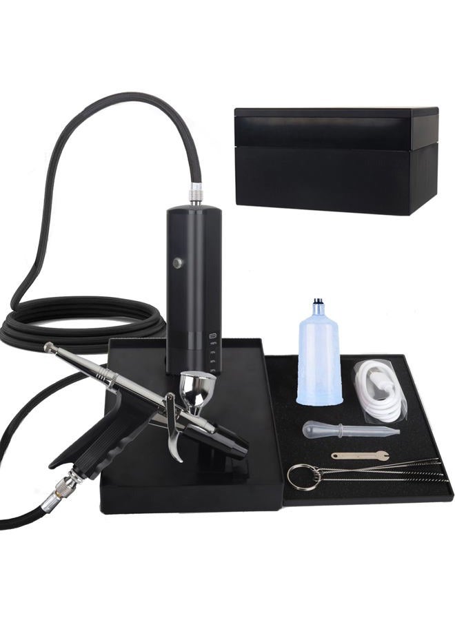 I-BEAUTEE 27PSI Airbrush Kit, Rechargeable Cordless Airbrush Compressor, Dual Action Handheld Airbrush Gun, Mini Airbrush Set Portable Air Brush for Barber, Nail Art, Makeup, Model Painting (Black) - Image 1