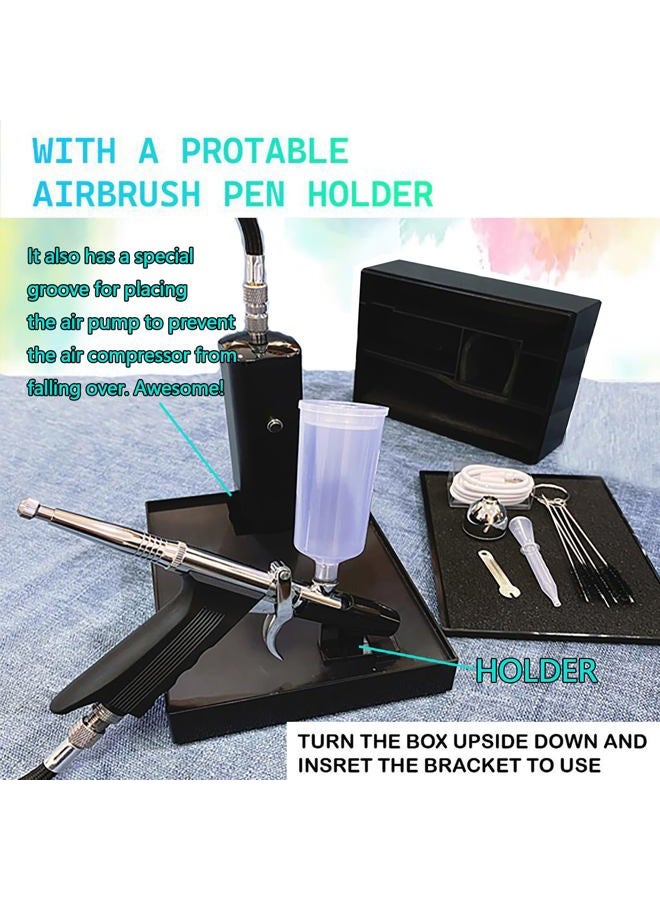 I-BEAUTEE 27PSI Airbrush Kit, Rechargeable Cordless Airbrush Compressor, Dual Action Handheld Airbrush Gun, Mini Airbrush Set Portable Air Brush for Barber, Nail Art, Makeup, Model Painting (Black) - Image 2