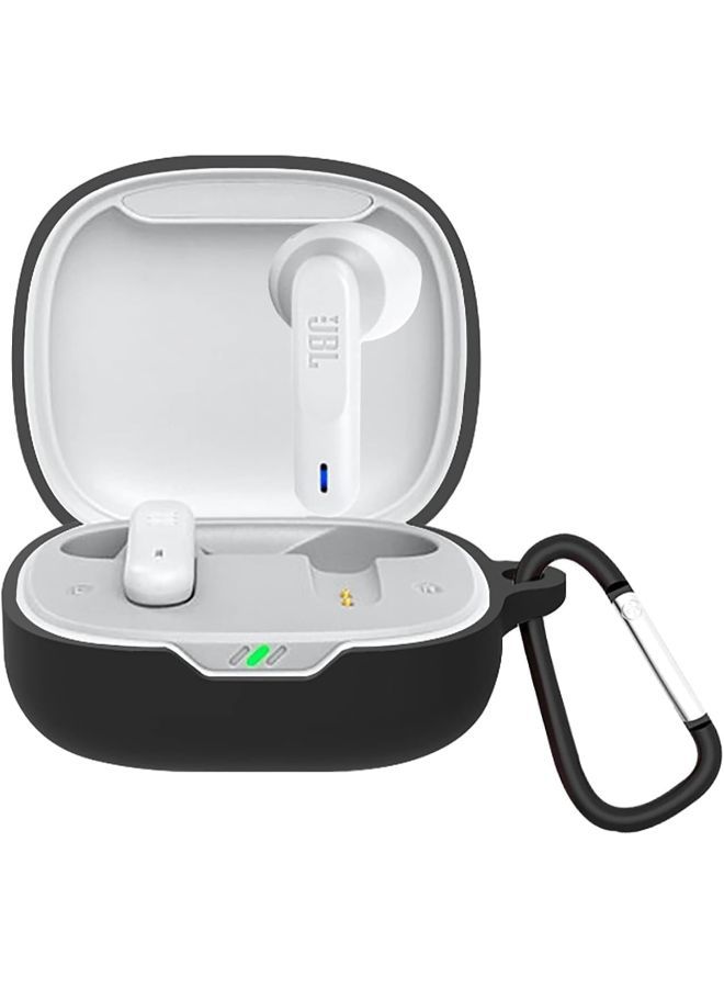 Ecosystem Silicone Case Cover Compatible with JBL Wave 300TWS True Wireless Earbuds, Earphones Skin Cover, Protective Carrying Case with Keychain Hook, Charging Port Accessible (Black)