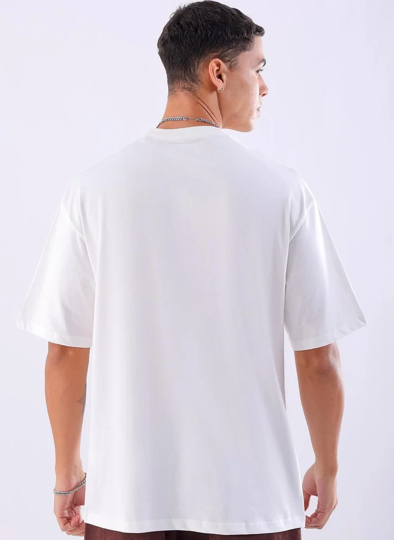 ذا انديان كراج كو Men Boxy Oversized Placement Print Round Neck Tshirt