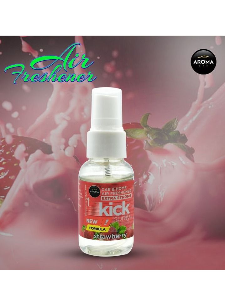 AROMA New Formula Strawberry Smell Kick Spray Extra Strong Air Freshener For Car And Home 30ml - Image 1