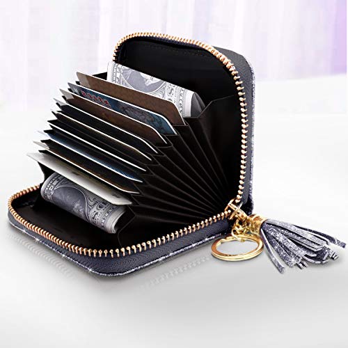 Coco Rossi Women's Small Credit Card Wallet RFID Cute Glitter Card Holder for Women, Grey - Image 2