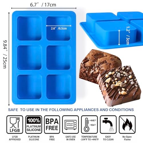 Sidosir 3Pcs Chocolate Covered Cookie S'mores Molds, 6-Cavity Square Molds Silicone for Smores, Non-Stick Silicone Baking Mold for Graham, Chocolate, Graham Crackers, Candy - Image 2