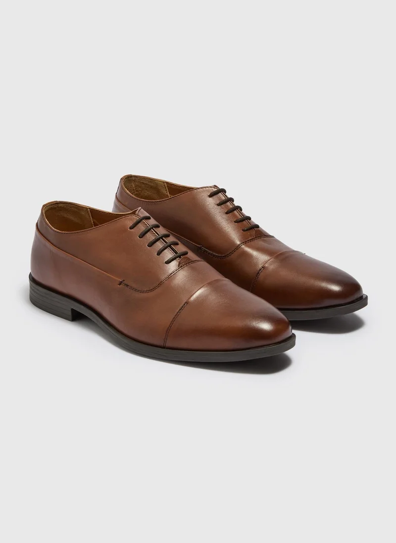 Matalan Tan Real Leather Oxford Shoes