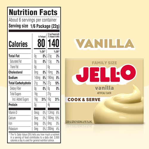 Jell-O Cook & Serve Vanilla Pudding & Pie Filling Mix, 4.6 oz Box - Image 2
