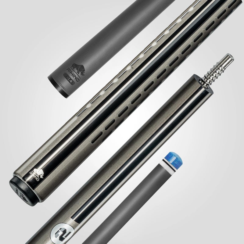 RHINO Nebula 2 Pool Cue Charcoal Gray Premium Carbon Fiber Shaft Composite Butt Time Crystal Tip 124mm Pro Taper Design 388 Joint Wrapless Low Deflection Pool Cue - Image 2