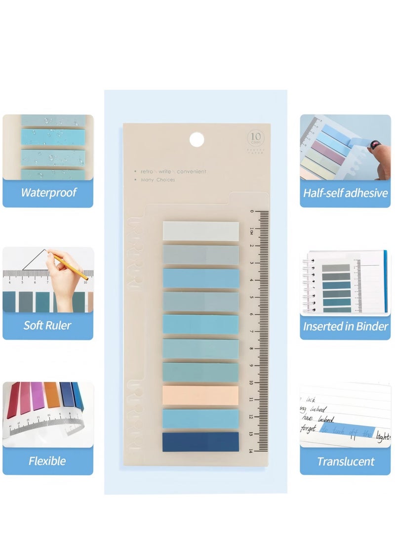 2000 علامة تبويب لاصقة شفافة مع مسطرة مرنة - ملصقات ترميز صفحات ملونة قابلة للكتابة (ألوان موراندي) - Image 4