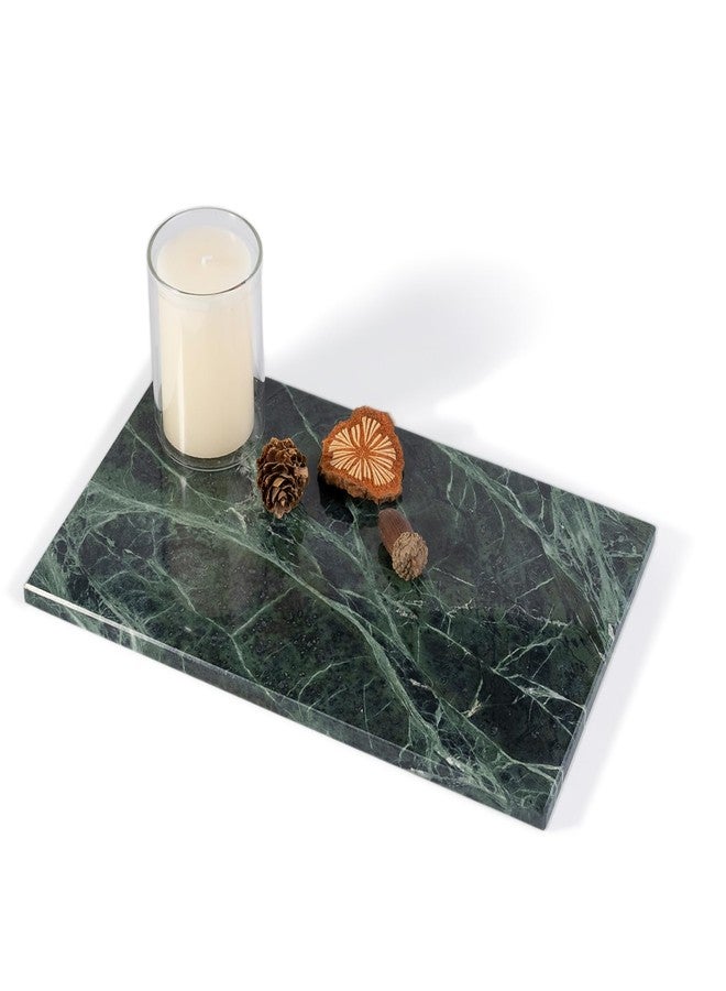 BCS Natural Marble Vanity Tray, 11" x 7" Marble Slab Candle Plate Marble Tray for Kitchen Counter Cheese Charcuterie Wedding Gift House Warming Gift (Italy Green) - Image 1