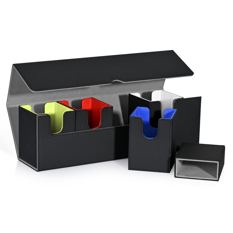 UAONO Card Deck Box with Dice Tray for MTG 5 in 1 Card Deck Case Holds 800 Unsleeved Cards Strong Magnet Organizer Compatible with Yugioh TCG Sports Cards Colorful - Image 2