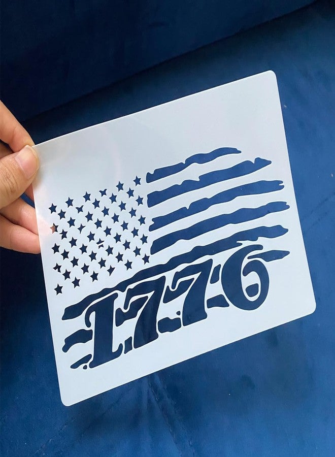 KUANSHENG 9 Pcs American Flag Stencils, We The People Stencils Deer 1776 Stencils Cow Bear Sunflower Stencils for Painting on Wood Canvas Walls Fabric Wood Burning Stencils Patriotic Stencils (8.3"x11.7") - Image 2