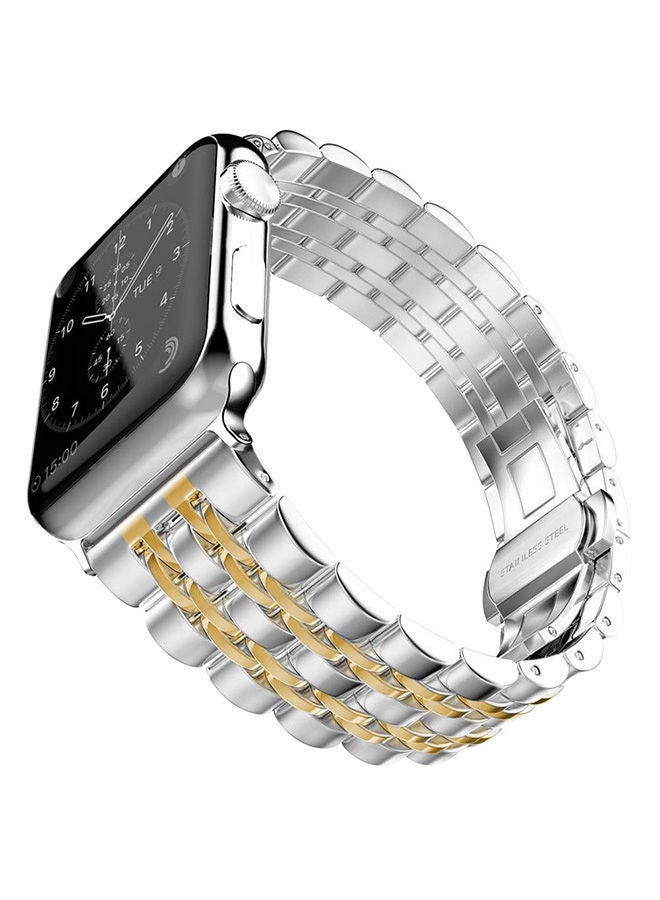 NIBEMINENT Replacement Band For Apple Watch Series 3/2/1 Gold/Silver  - Image 3
