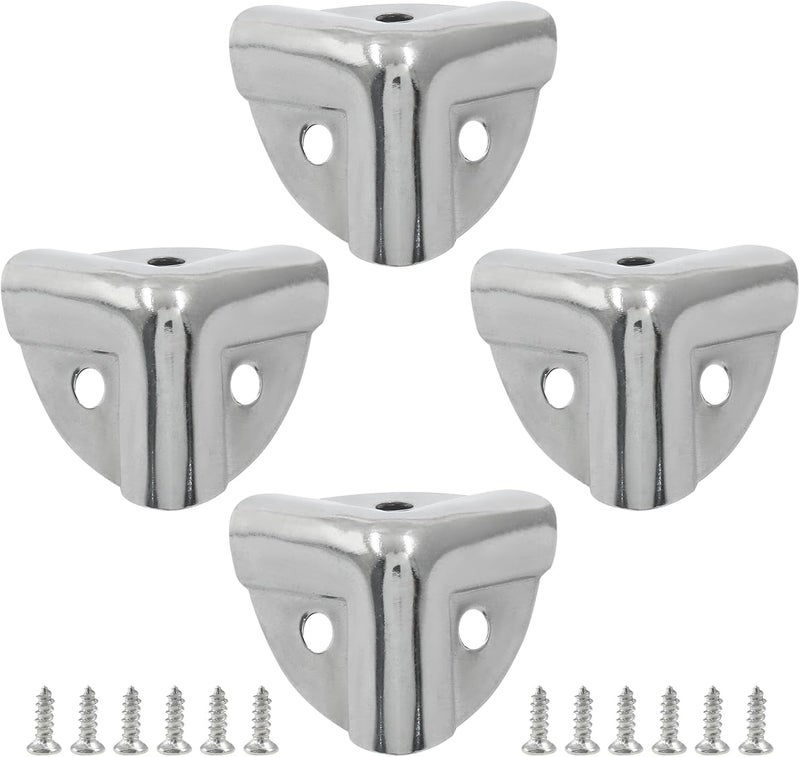 Bivethoi 20 Pcs Metal Box Corner Protectors Silver Box Corner Edge Guard Metal Edge Guard Cover Decorative Corner Protectors 1x1x1 with Mounting Screws - Image 2