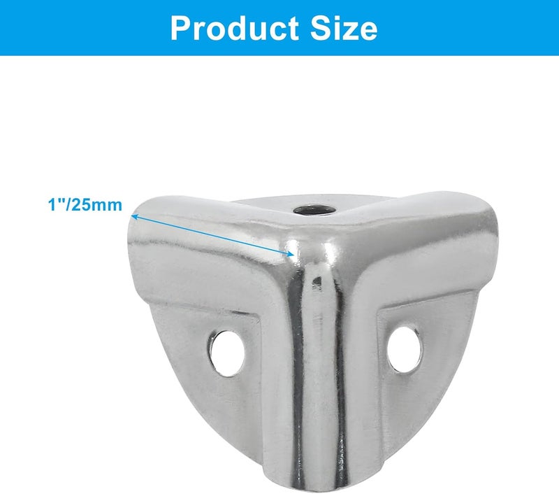 Bivethoi 20 Pcs Metal Box Corner Protectors Silver Box Corner Edge Guard Metal Edge Guard Cover Decorative Corner Protectors 1x1x1 with Mounting Screws - Image 3