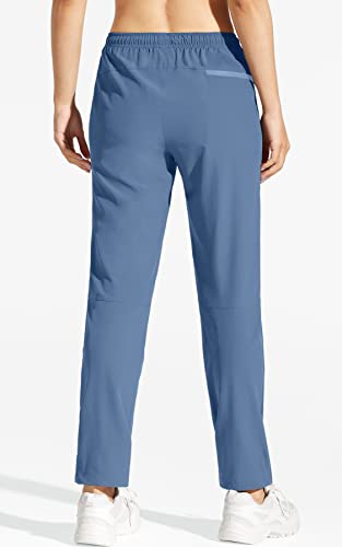 MOCOLY Women's Cargo Hiking Pants Elastic Waist Quick Dry Lightweight Water Resistant Active Long Pants UPF 50+ Blue Purple M - Image 2
