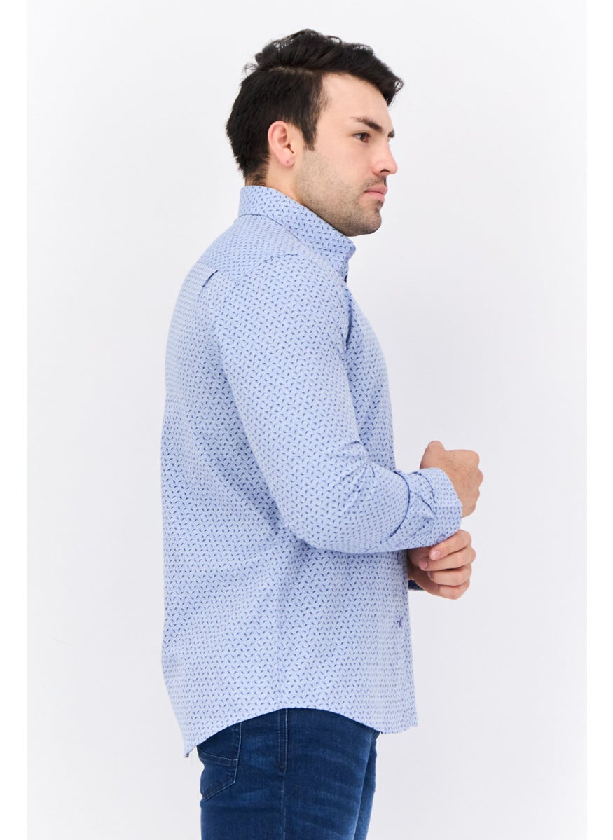 Peter Werth - Men Regular Fit Long Sleeves Allover Print Casual Shirt, Multicolor - Image 1
