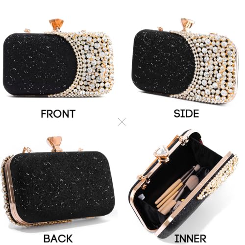 Yokawe Women's Sparkly Crystal Rhinestone Clutch Purse,Elegant Evening Bag for Wedding, Party, Prom, Bride - 8.5" x 6" Handbag with Chain Strap - Image 4